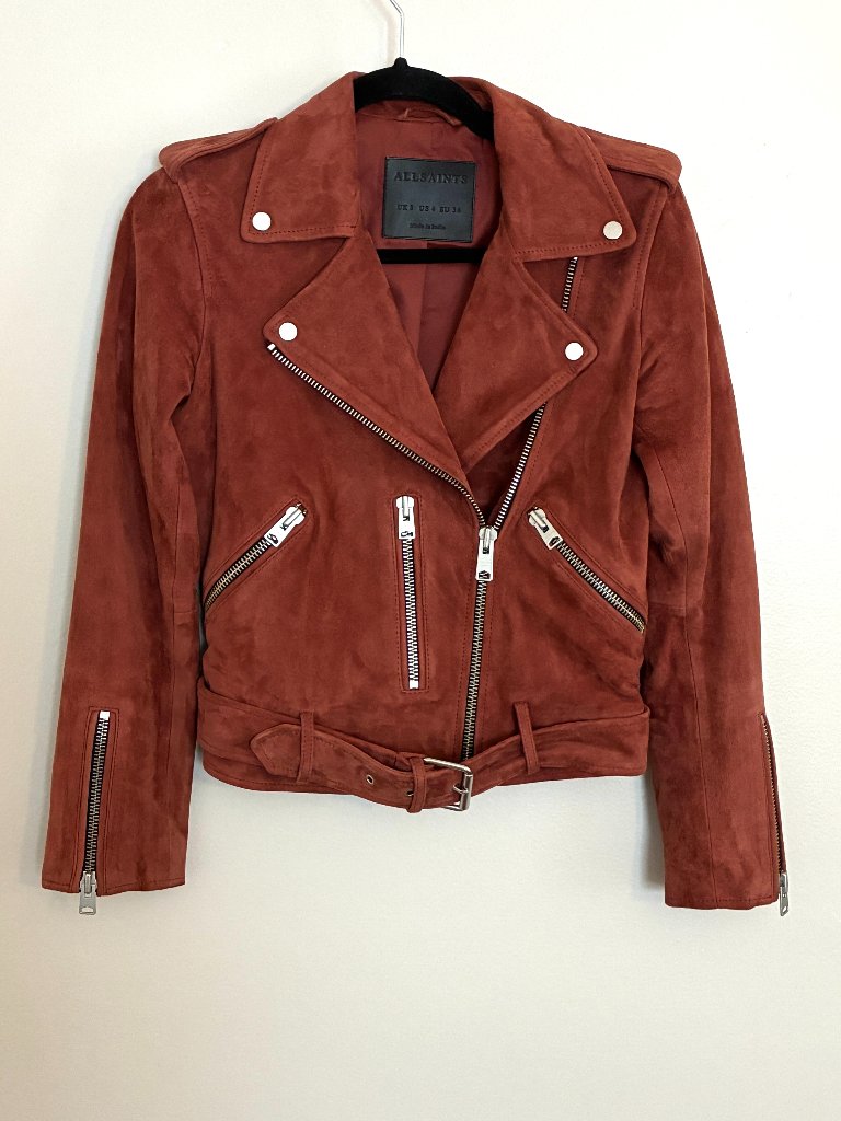 All Saints - Balfern Belted Suede Biker Jacket - Us4